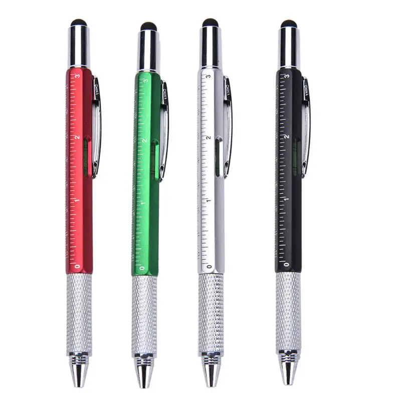 

6 in 1 Multifunction Tool Screen Stylus Capacitive Ballpoint Pen Screwdriver Level Ruler Tool School Office Supply