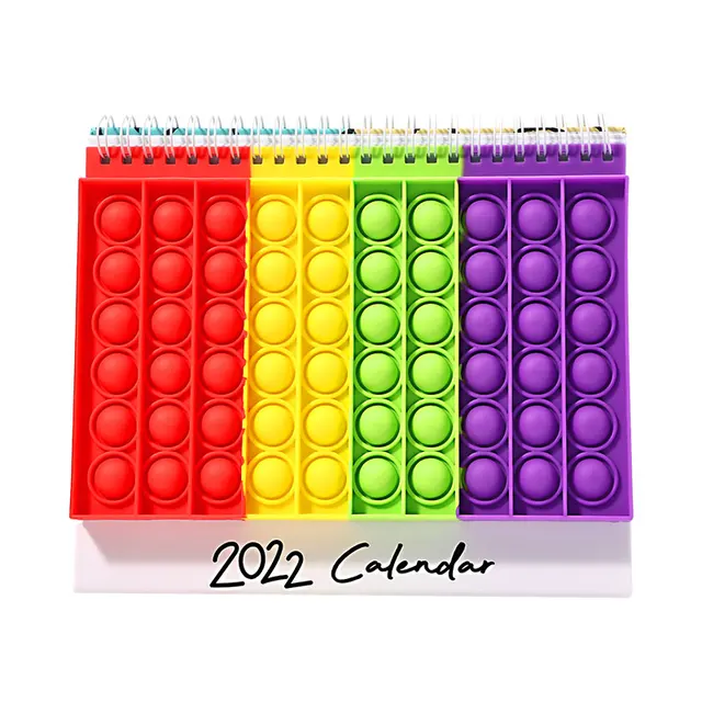 New Caderno Desk Calendar Pop its Notebook Bubble Fingertip Silicone Case Notepad Student Decompression Stationery Toys Gift C-Desk calendar