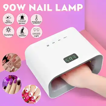 

90W Nail Lamp LED Nail Lamp 60LEDs With high-power lamp beads around corner Timer Auto Sensor Sun Art Manicure Tools Gel Dryer