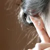 Pendientes de estrella de cinco puntas de cristal para mujer, aretes de Plata de Ley 925 chapados en oro de 14k, accesorios de joyería de boda simples ► Foto 2/6