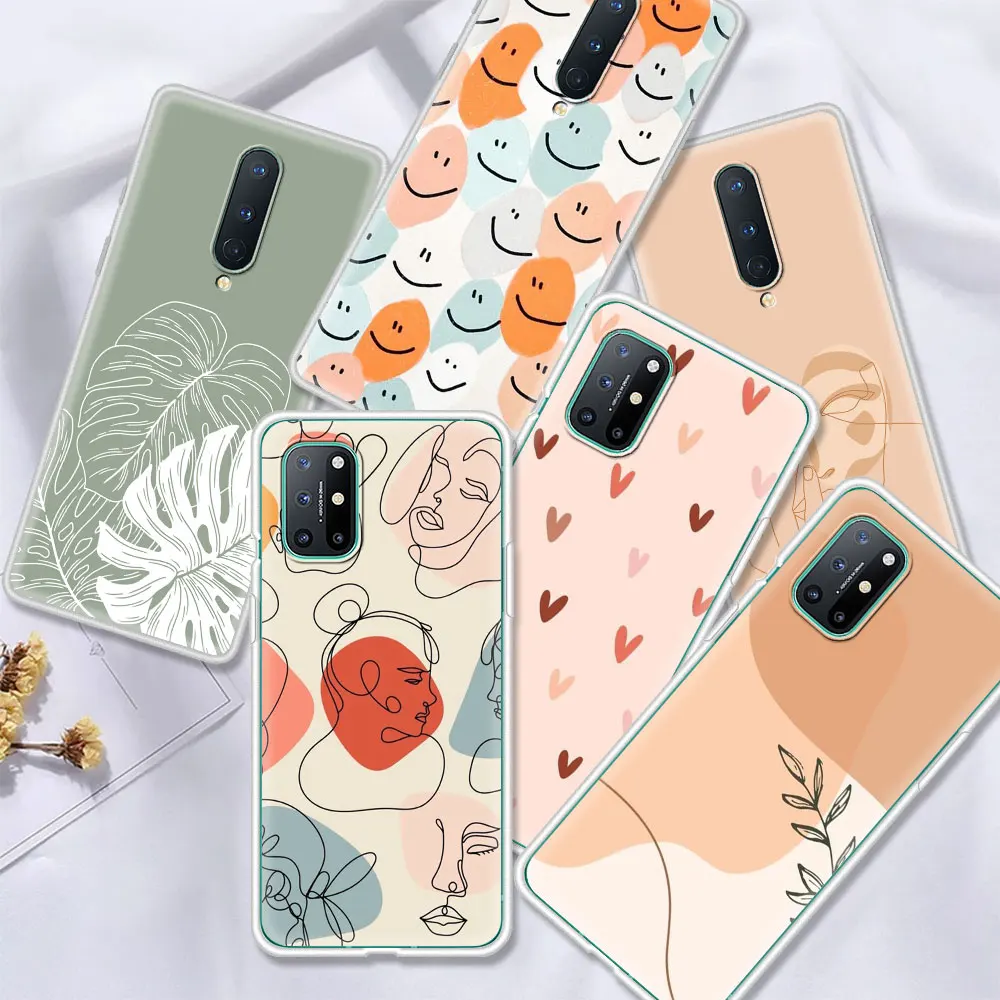 Art Retro Abstract Geometry Matte Soft Phone Case For OnePlus 7 7T 8 Pro 8T 5G 9 9R One Plus Z Nord N10 N100 Back Cover Coque