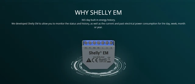 Shelly EM + Clamp Domotica WiFi Operated Energy Meter Contactor Control  Internal Memory Measurement And Configurable Alarm - AliExpress