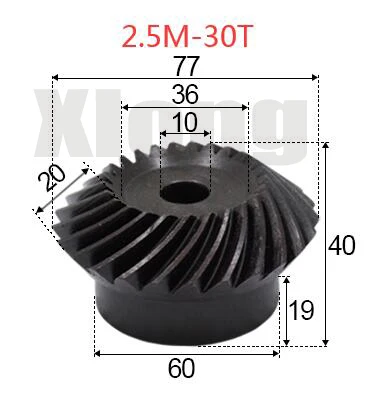 

2pcs 2.5M-30Teeths Inner Hole: 10mm Precision Spiral Bevel Gear Spiral Bevel Gear