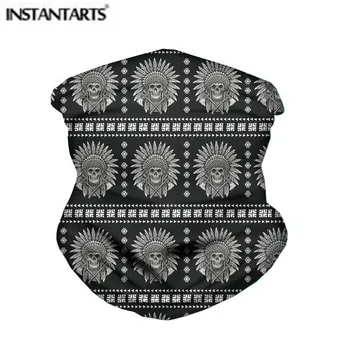 

INSTANTARTS Head Scarf Neck Warmer Men Native American Indian Skull Print Hiking Scarf Windproof Bandana Face Shield Outdoor