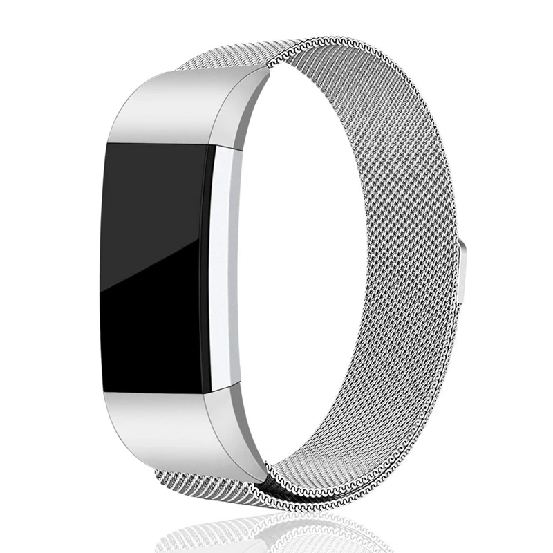 

Stainless Steel Milanese Loop Metal Replacement Accessories Bracelet Strap with Unique Magnet Lock for Fitbit Charge 2 Large siz