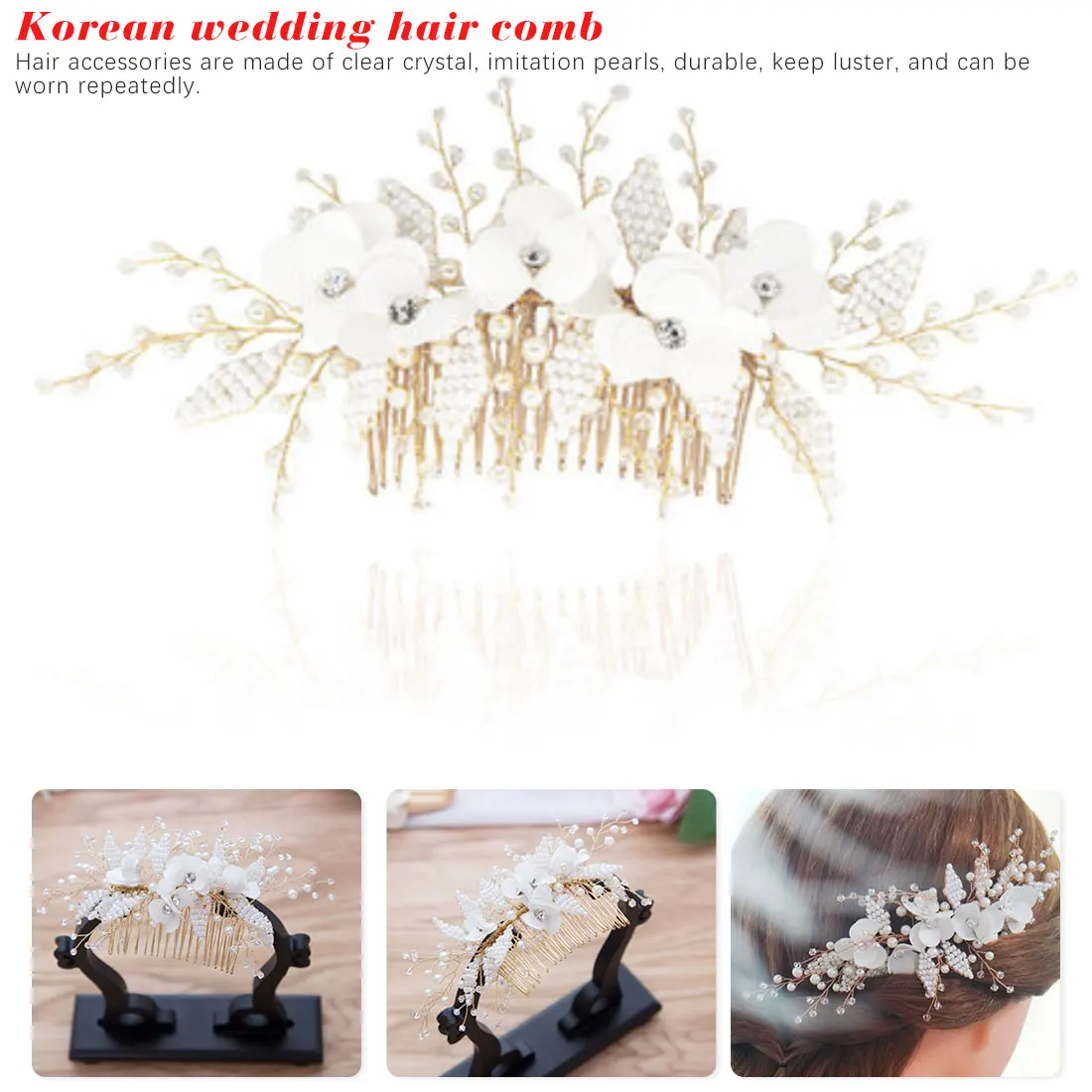 

Elegant Wedding Hair Combs for Bride Crystal Rhinestones Pearls Women Hairpins Bridal Headpiece Hair Jewelry Accessories
