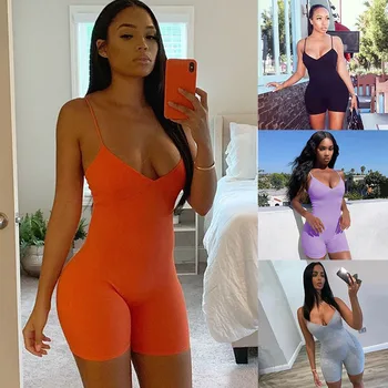 

Skinny Spaghetti Strap Sleeveless Street Women Rompers Bodycon Bodysuit Jumpsuits Body Female