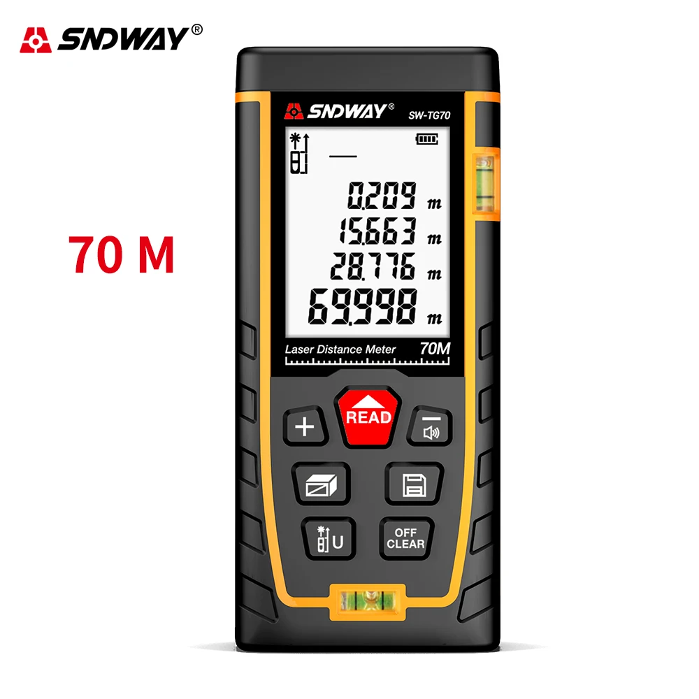 Sndway digital Large LCD laser distance meter laser rangefinder roulette laser meter 50m 70m 100m 120m lazer tape measure trena
