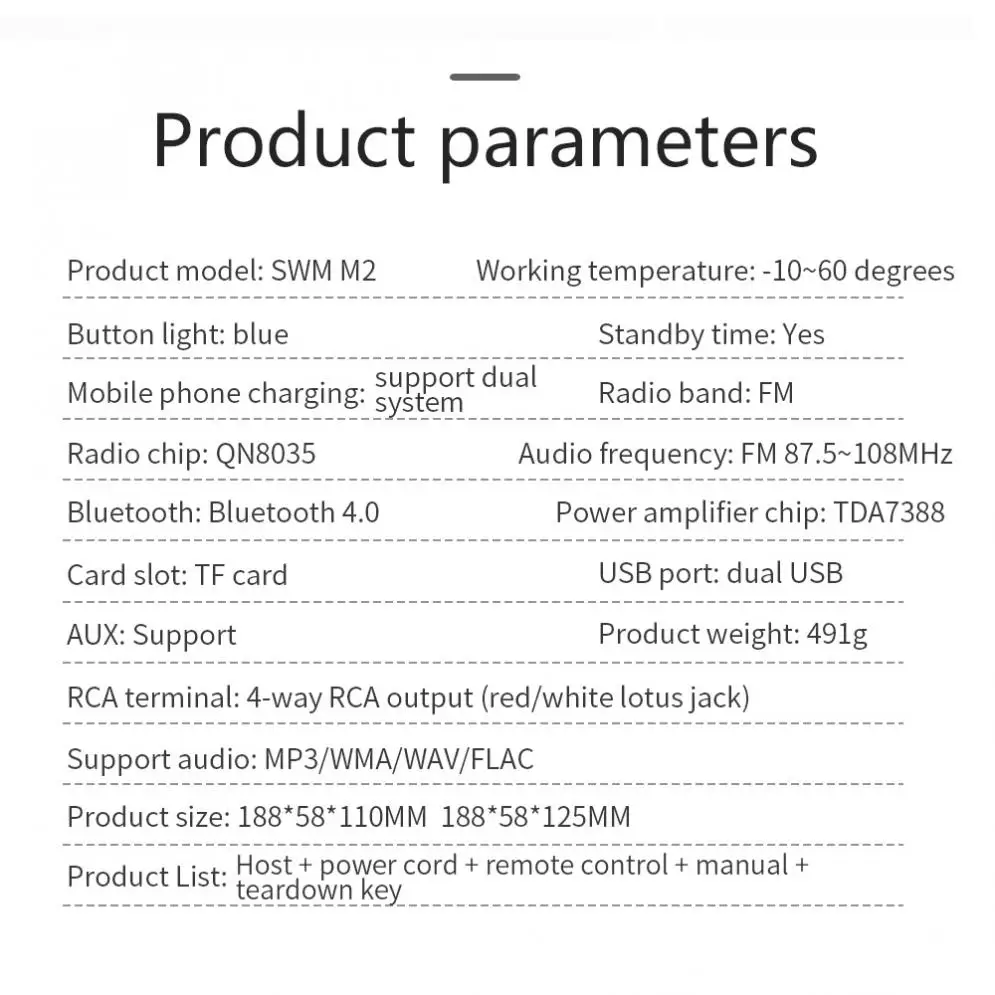 Универсальный Встроенный двойной USB Bluetooth многофункциональный автомобильный стерео радио FM Aux вход MP3 аудио плеер с быстрой зарядкой телефона