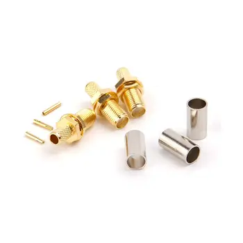 

10pcs SMA Female Nut Bulkhead Crimp RF Connector For RG58 RG142 LMR195 RG400