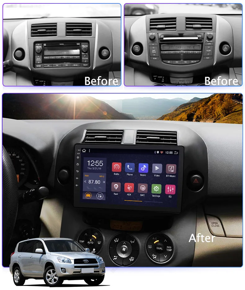 9 ''2din Android 8,1 GO автомобильный dvd-плеер для RAV4 Rav 4 2007 2008 2009 2010 2011 Автомобильный Радио gps навигация Wifi плеер
