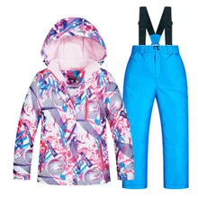 New Thick Warm Ski Suit Girl Waterproof Windproof Skiing and Snowboarding Jacket Pants Set Female Snow Costumes Outdoor Wear