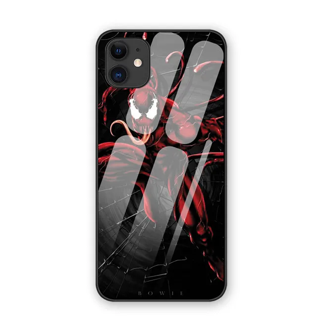 4 Глаза человека паука Venom Чехлы для iphone 7 8 6 6S Plus роскошный закаленный стеклянный чехол для телефона iphone 11 11Pro X XR XS MAX - Цвет: 4