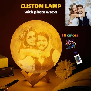Персонализированная 3D печать, Лунная лампа, индивидуальный фото, текст, ночная лампа, USB-зарядка, день рождения, День матери, лунный, рождественский подарок