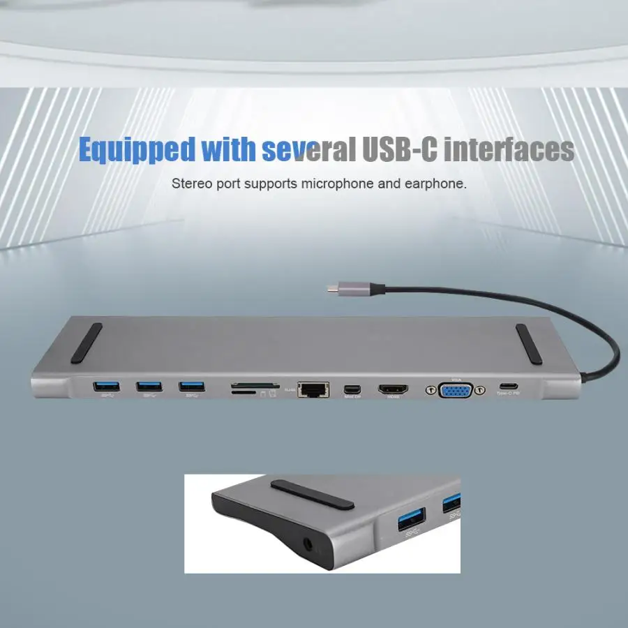 11 в 1 USB 3,1 type-C док-станция концентратор ноутбук подставка для ноутбука Настольный