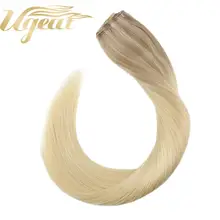 Ugeat Halo Weft настоящие волосы для наращивания, балаяж, машина, волосы remy 12-22 дюймов, натуральные прямые человеческие волосы