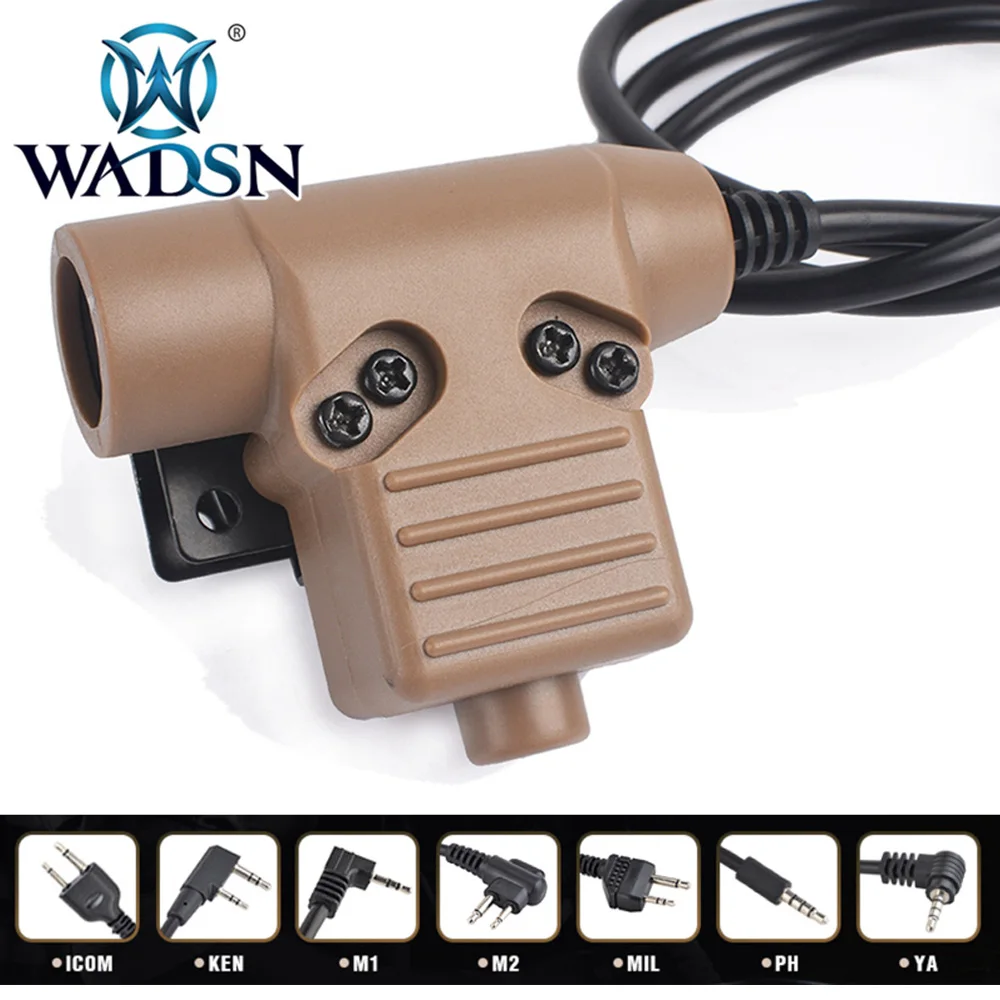 WADSN U94 PTT кабель вилка военный адаптер для Walkie Talkie Motorola Kenwood TYT F8 BAOFENG 5R радио