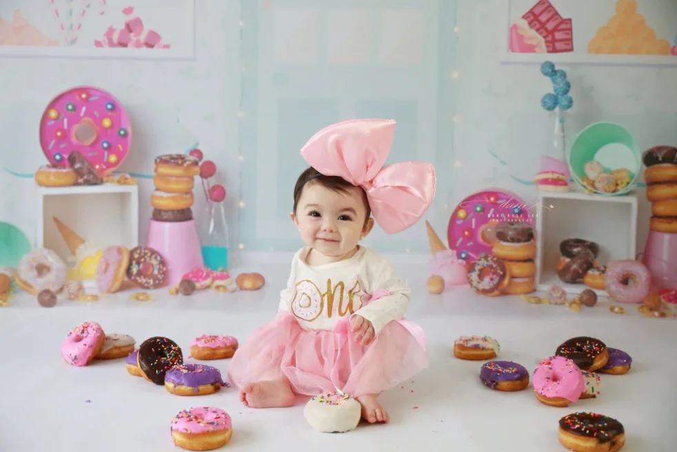 Mocsicka пончик магазин фон для фотосъемки с изображением конфет Sweet Shoppe на тему дня