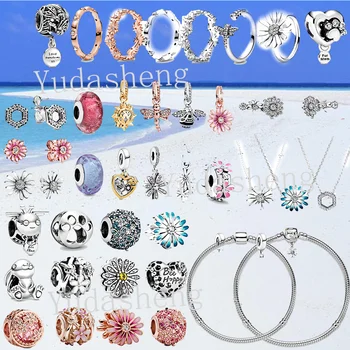 

Spring 2020 Daisy Flower Dragonfly Bee Ring Ear Stud Necklace Pendant Bead Fit DIY Original Dangle Charm Bangle
