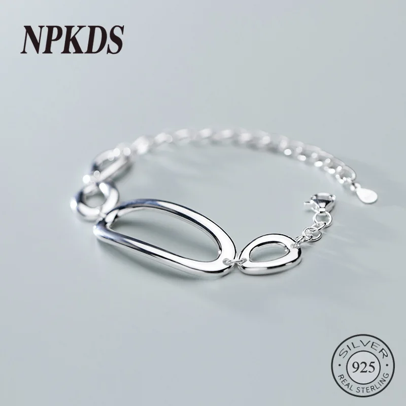 

925 Sterling Silver Oval Chain Bracelets Simple Wild Japan Korea Style Spring Buckle Bracelets for Women Silver 925 Jewelry Girl