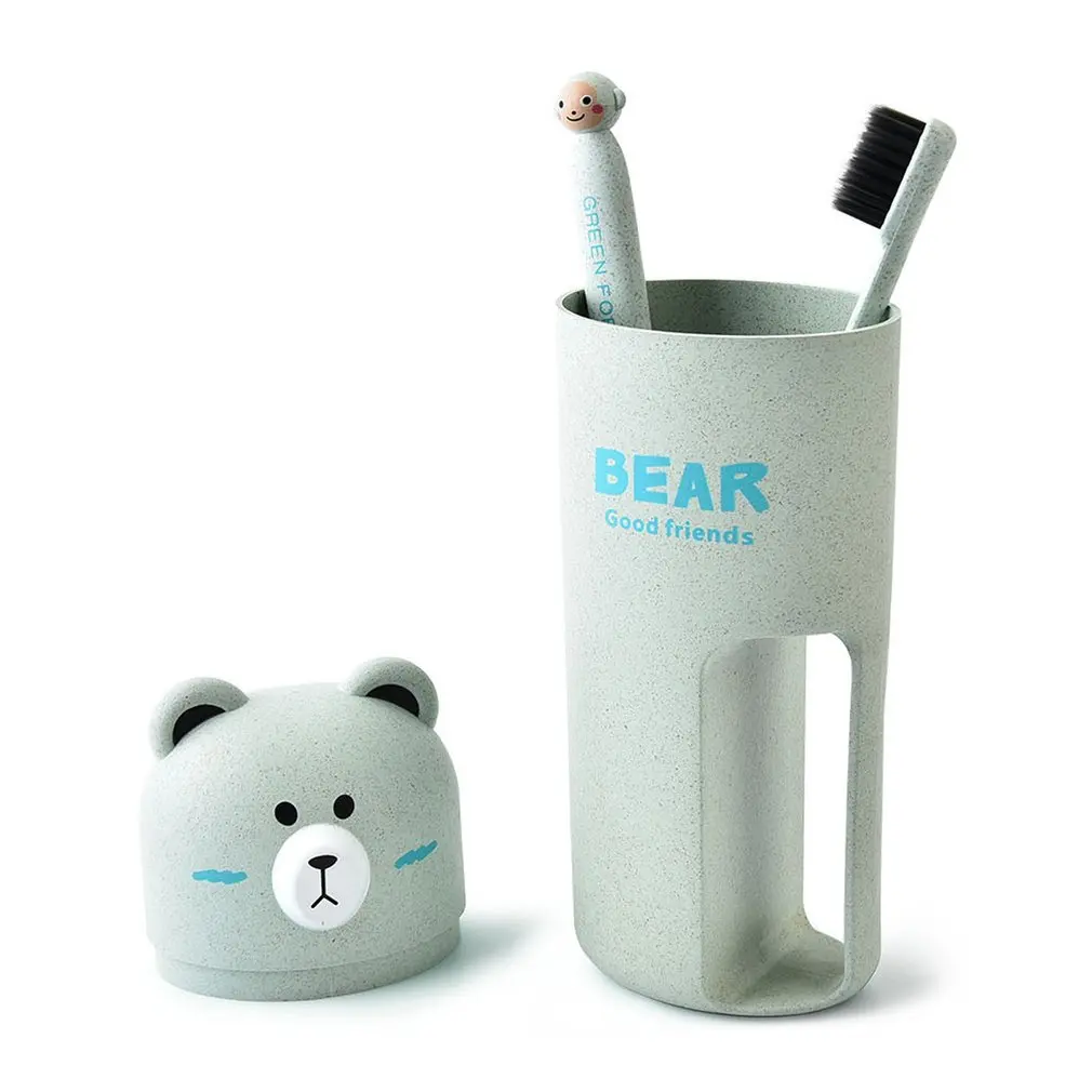 Creative Cartoon Bear Toothbrush Case Set Toothpaste Holder Portable Wash Organizer Cup With 2Pcs Tooth Brush For Traveling Creative Cartoon Bear Toothbrush Case Set Toothpaste Holder Portable Wash Organizer Cup With 2Pcs Tooth Brush For Traveling