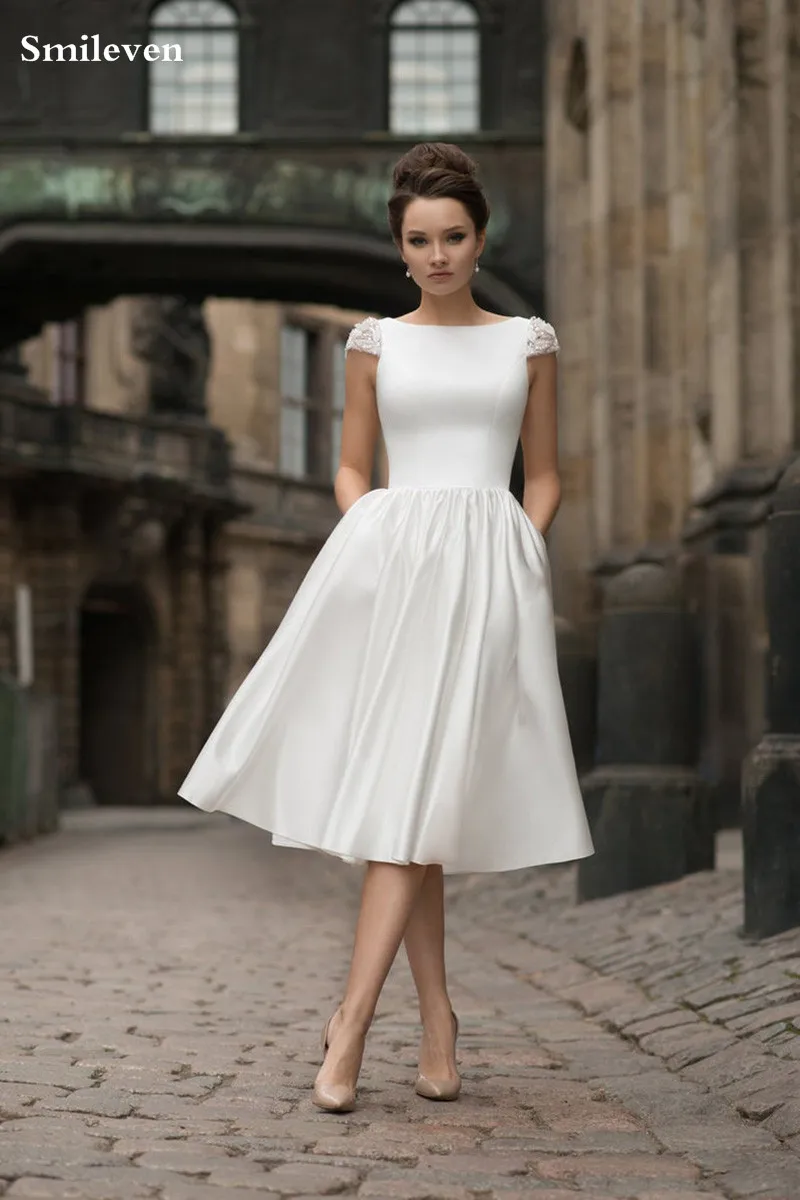 Смайлик Бохо невесты платье атласное поддельное платье vestido de casamento Принцесса Свадебное романтическое свадебное платье