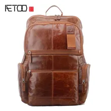 AETOO, новинка, мужская сумка на плечо, для отдыха и путешествий, большая емкость, первый слой, масло, воск, кожаный рюкзак для мужчин