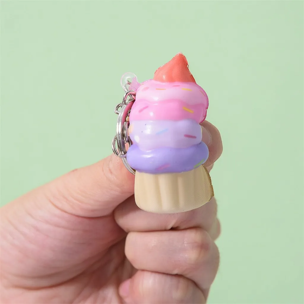 Ice Cream squeeze toy Pendants Creative Gift Simulation Cake Slow Rising Straps Bread Toys Backpack Accessories Decorations #A