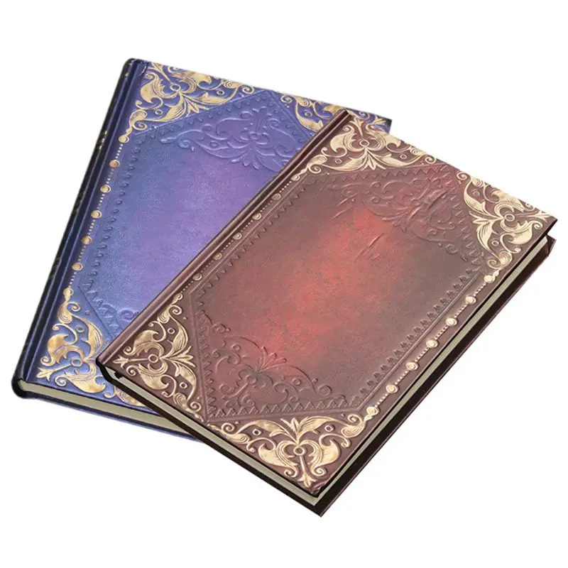 

Vintage Classic Retro Golden Plaid Framed Notebook Portable Diary Journal Book
