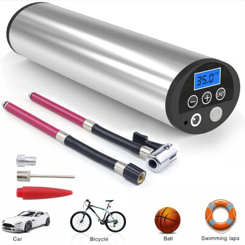 150PSI Mini Electric Inflator 12V Car Bicycle Bike Pump Electric Auto Air Compressor Bicycle Pumps with LCD Display-EU PLUG