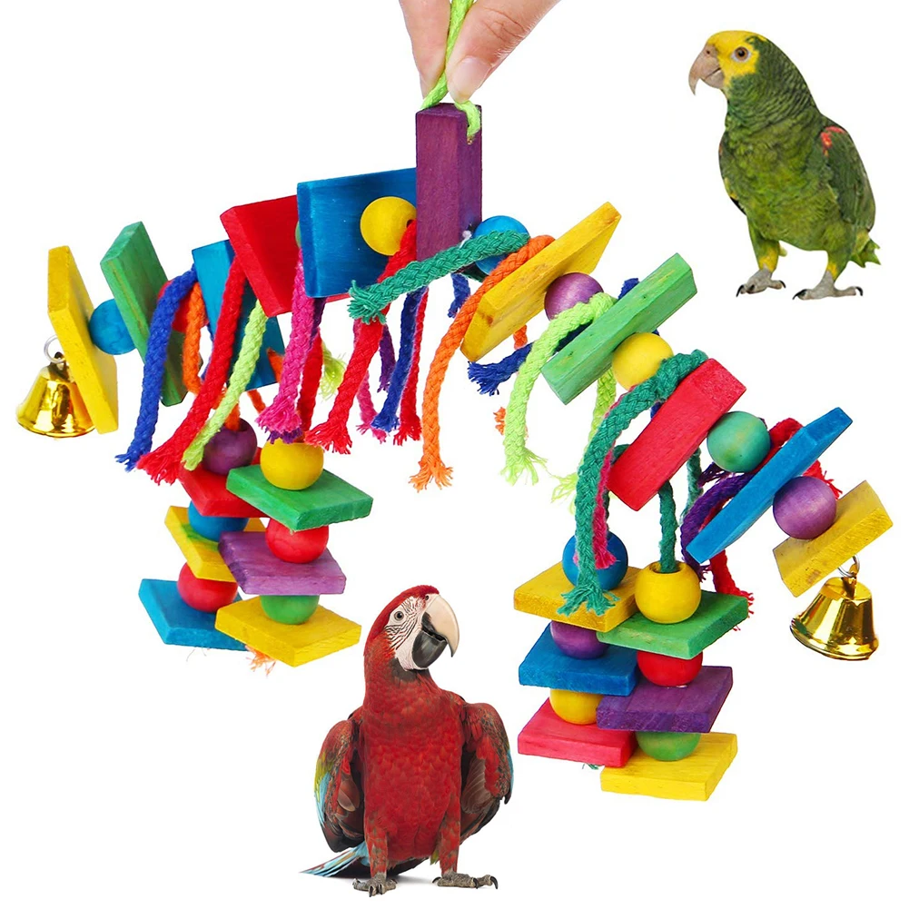 2 шт Pet Bird Колокольчик для попугая бусина блоки Висячие клетки качели укусы устойчивые жевательные игрушки