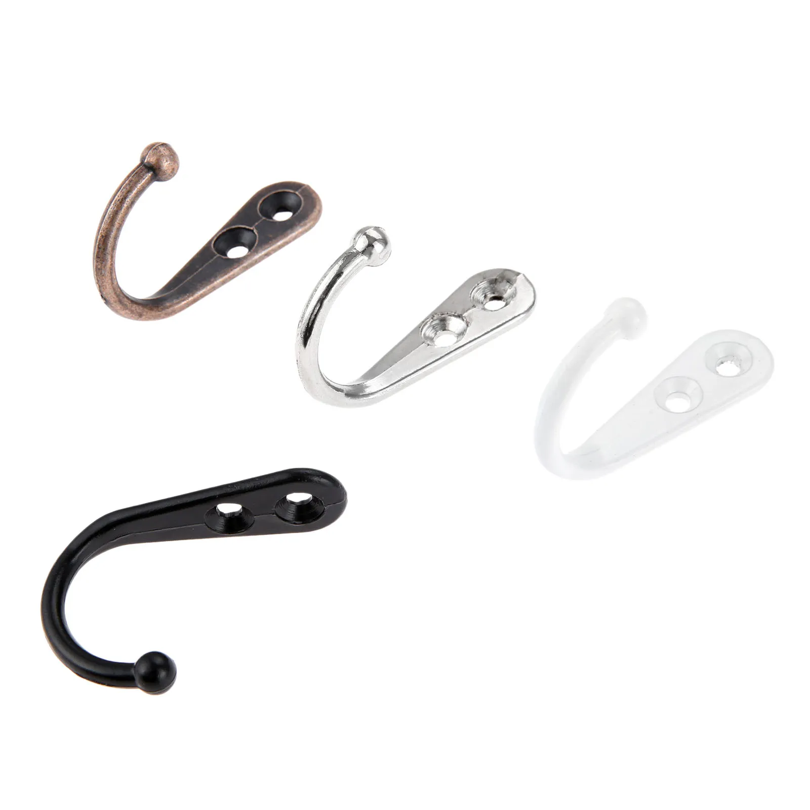 5pcs Zinc Alloy Hooks Wall/Door Mounted Hanger Retro w/screws Red Copper/Silver/Blcak/White Coat/Key/Bag/Towel/Hat Holder 44mm 6