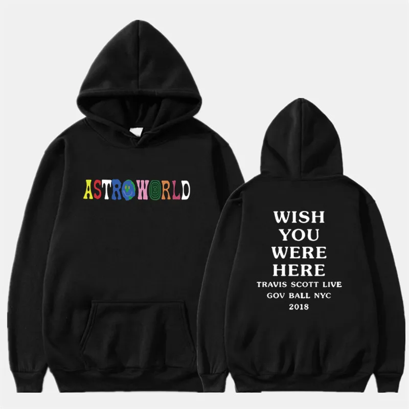 Новые мужские толстовки с изображением Трэвиса Скотта Astroworld WISH YOU WAS HERE Толстовка Мужская модная толстовка с текстовым принтом мужской/женский пуловер - Color: 26black