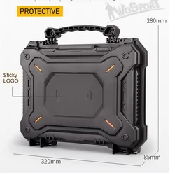 Funda protectora de pistola táctica ABS, caja de pistola de tiro de seguridad, carcasa dura impermeable, herramienta de cámara, auriculares, caja de almacenamiento de ordenador