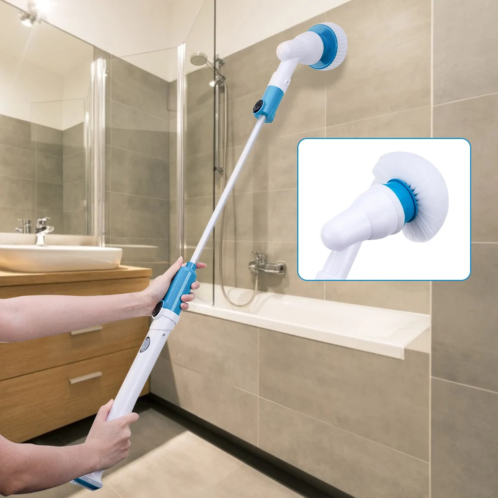 Brosse de nettoyage électrique réglable nettoyeur étanche sans fil charge propre salle de bain cuisine outils de nettoyage ensemble tête de brosse