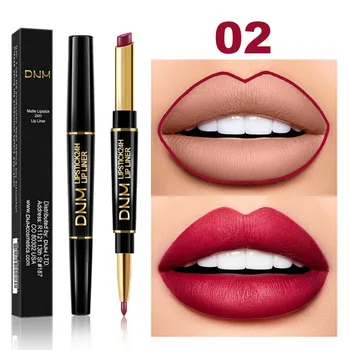 

DNM 12 Color 2 in 1 Matte Lipstick Lip Liner Makeup Matte Durable Waterproof Nude Red Lipstick Lips Make Up Dropship TSLM1