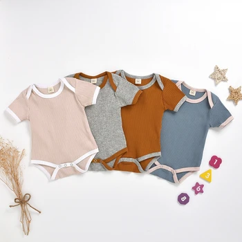 

1Baby Boys Girls Knitting Romper Infant Newborn Summer Sleeveless Suspender Jumpsuits Cotton Clothes Outfits