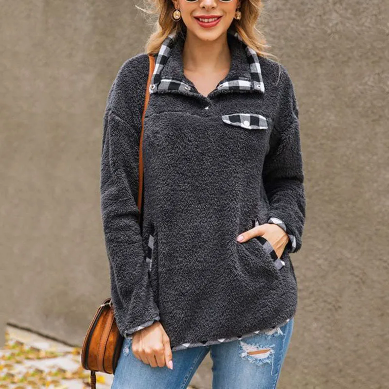 

Ladies Pure Color Casual Shirt Fall/Winter Office Ladies Elegant Pullover Outdoor Pullover Japanese and Korean Style Casual Top