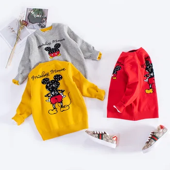 

Cartoon Mickey Sweater Long Sleeve Girls Clothes Boys Sweatshirt Knitted Sweaters Children Winter Tops Disney Girl Cloth