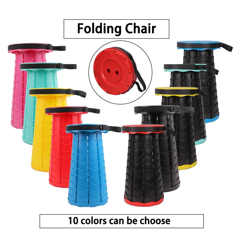 

Telescopic Retractable Stool Folding Chiar Outdoor Portable Camping Convenient Fishing plastic Chairs Foldable pocket
