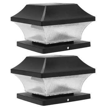 

2 pcs Landscape Fence Lights Outdoor Decorative LED Solar Powered Post Cap Light Pillar Lamp for Yard Patio Garden
