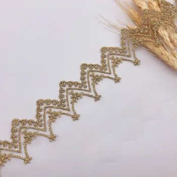 

10Yards/lot Gold Lace Ribbon Tape Clothing Dress Star Embroidered Lace Trim Ribbons Fabric Sewing DIY Decoration Applique