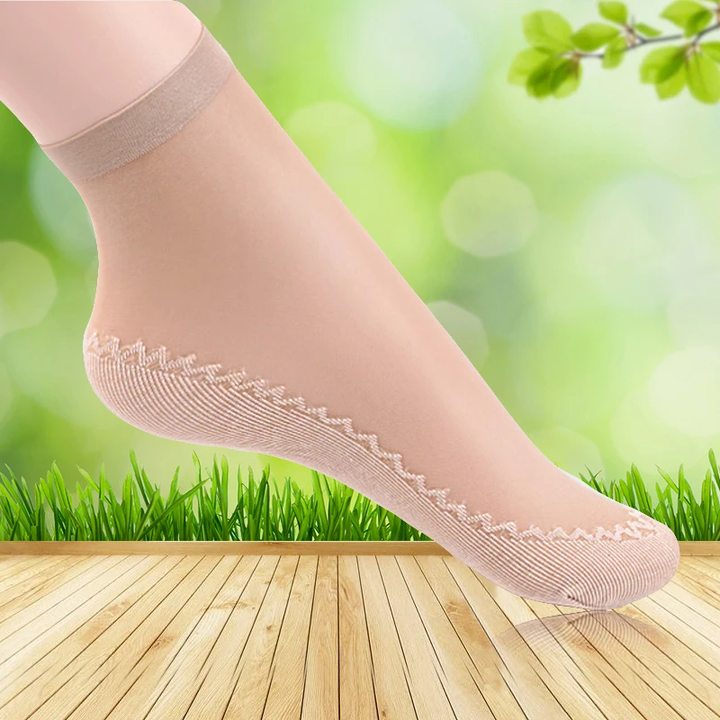 Summer Soft Silk Breathable Socks Women Bottom Non-Slip Transparent Thin Elastic Short Sock Nylon Slippers | Женская одежда