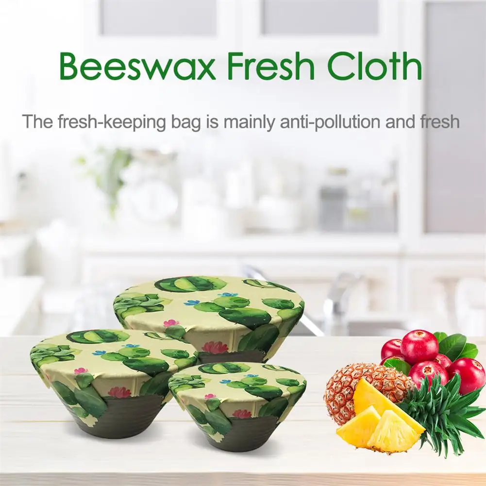 

Environment Friendly Fresh Cloth Reusable Natural Beeswax Fresh-keeping Bag Food Packaging Fruit Storage Cloth