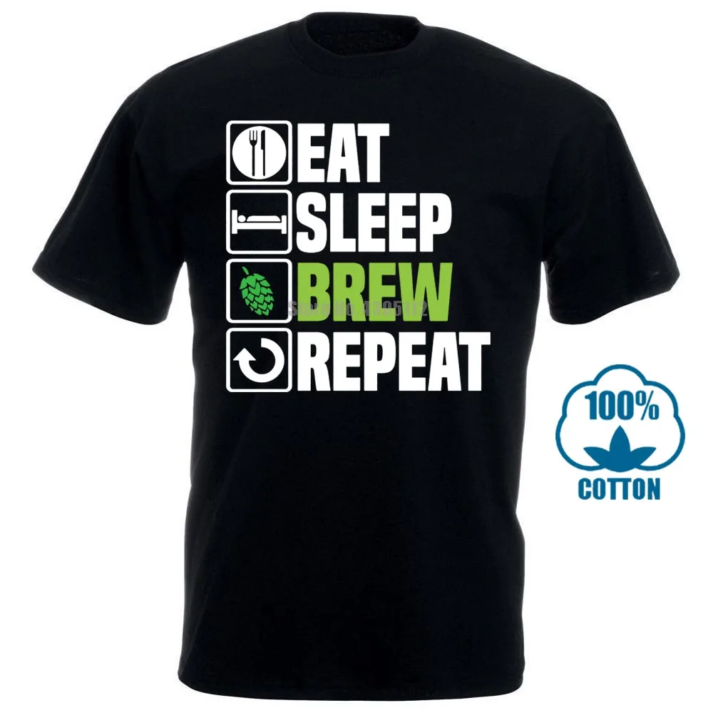 Eat Sleep Brew футболка маштон пивоварня ремесло пивной хмель подарок на день рождения