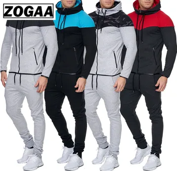 

ZOGAA 2019 New Men 2 Parts Sporting Suit Hoodies Sets Mens Gyms Sportswear Jogger Suit Male Tracksuit Sets Gym Sweat Suit