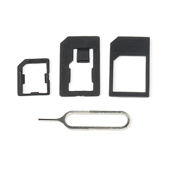 

4pcs/set With Card Pin Practical DIY Durable Mobile Phone SIM Adapter Micro Transformation Accessories Black For IPhone5