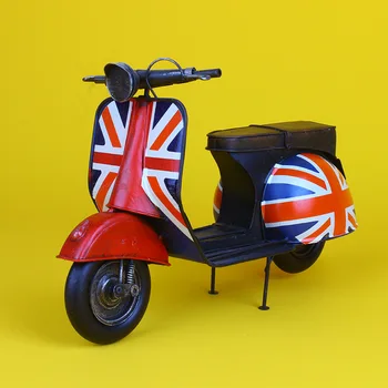

Retro Iron Vintage Motorcycle Car Model British Flag Version Scooter Motorbike Motor Metal Crafts Ornaments Diecast Toy Vehicles