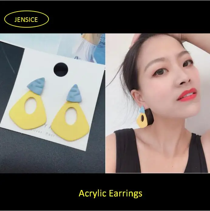 

Bohemia Colour Acrylic Elliptical Earrings Creative Geometry Exquisite Party Plastic Candy Color Drop Earrings Woman Bijoux