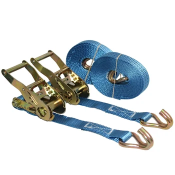 

2pcs Universal Wear Resistant Ratchet Belt Car Motorcycle Blue Weaving Tow Rope Durable With Metal Buckle Tie Down Cargo Strap